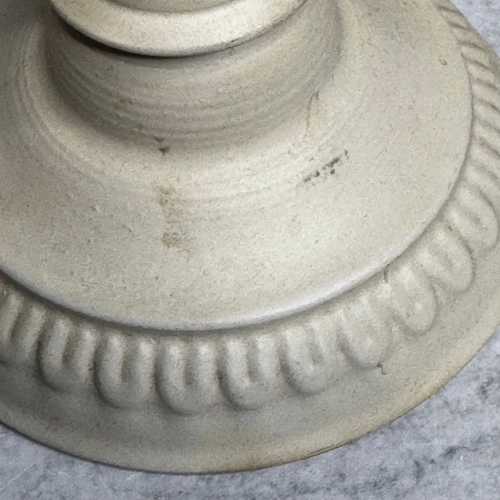 Cream Metal Butterfly Pillar Candle Holder Pedestal Distressed Shabby Chic